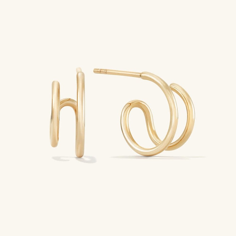 14K Solid Gold Mejuri Twin Hoops